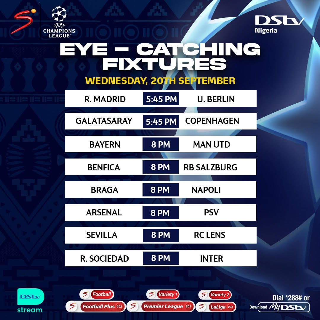 Champions League: Bayern vs Man Utd, Other Big Games to Air On DStv, GOtv